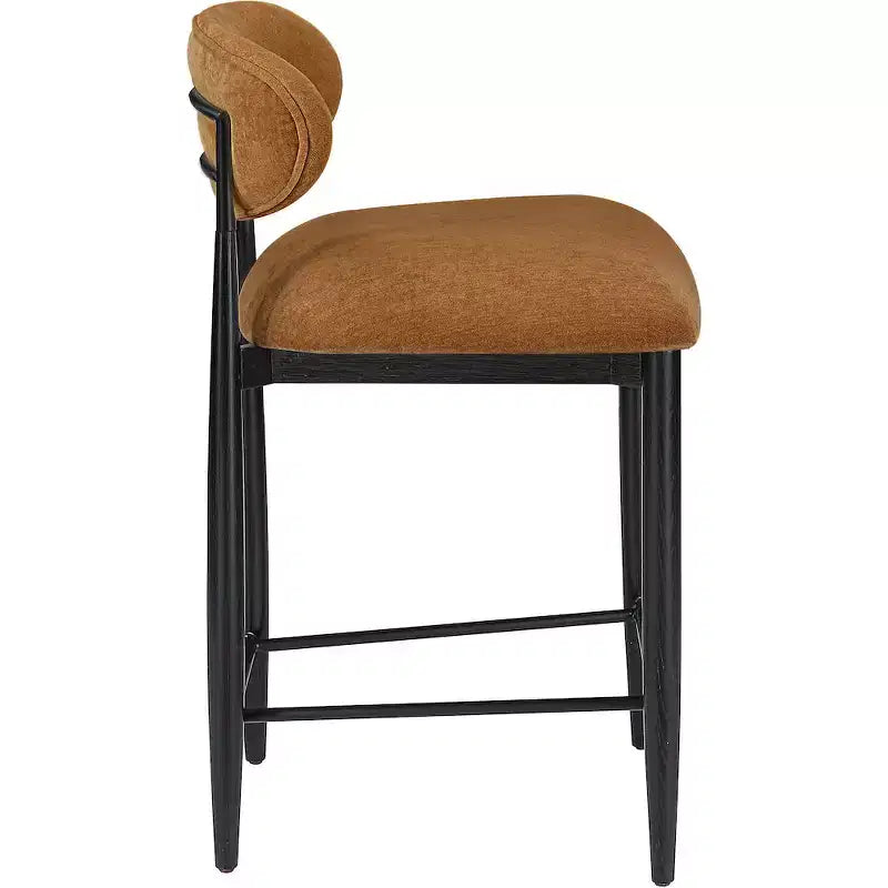 Tabouret de comptoir, cadre en fer noir mat, revêtement en tissu haute performance, résistant aux taches, hauteur fixe de 27 po, capacité de 300 lb