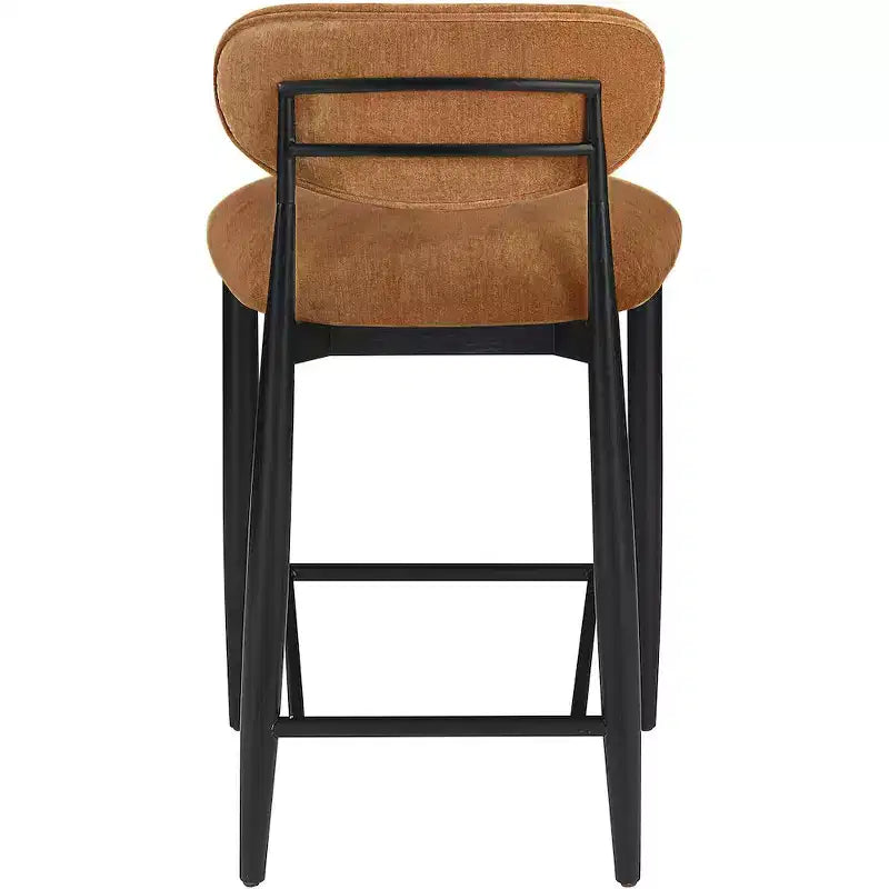 Tabouret de comptoir, cadre en fer noir mat, revêtement en tissu haute performance, résistant aux taches, hauteur fixe de 27 po, capacité de 300 lb