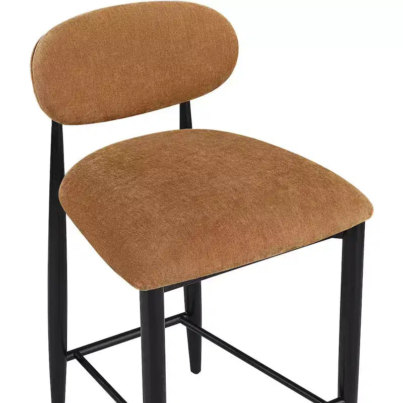 Tabouret de comptoir, cadre en fer noir mat, revêtement en tissu haute performance, résistant aux taches, hauteur fixe de 27 po, capacité de 300 lb