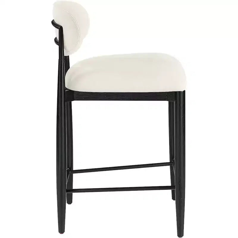 Tabouret de comptoir, cadre en fer noir mat, revêtement en tissu haute performance, résistant aux taches, hauteur fixe de 27 po, capacité de 300 lb