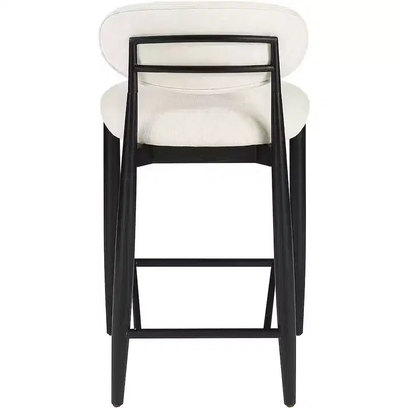 Tabouret de comptoir, cadre en fer noir mat, revêtement en tissu haute performance, résistant aux taches, hauteur fixe de 27 po, capacité de 300 lb