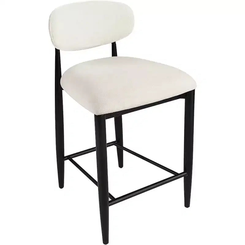 Tabouret de comptoir, cadre en fer noir mat, revêtement en tissu haute performance, résistant aux taches, hauteur fixe de 27 po, capacité de 300 lb