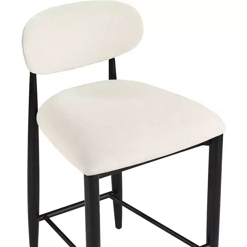 Tabouret de comptoir, cadre en fer noir mat, revêtement en tissu haute performance, résistant aux taches, hauteur fixe de 27 po, capacité de 300 lb