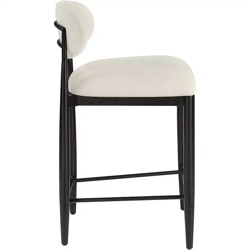 Tabouret de comptoir, cadre en fer noir mat, revêtement en tissu haute performance, résistant aux taches, hauteur fixe de 27 po, capacité de 300 lb