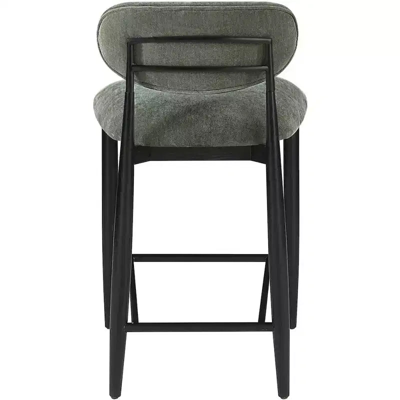 Tabouret de comptoir, cadre en fer noir mat, revêtement en tissu haute performance, résistant aux taches, hauteur fixe de 27 po, capacité de 300 lb
