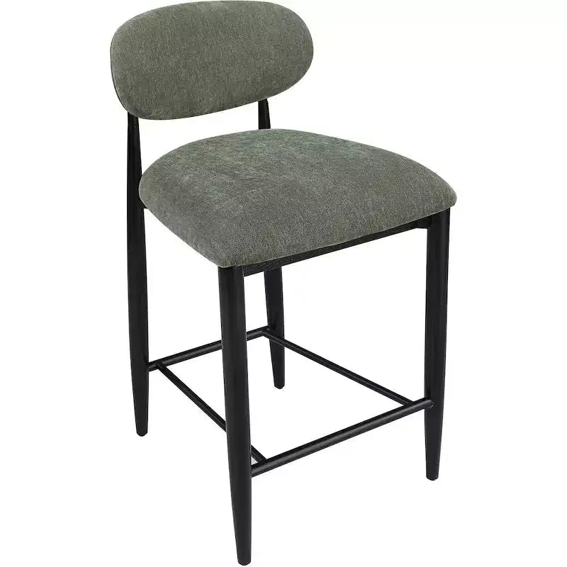 Tabouret de comptoir, cadre en fer noir mat, revêtement en tissu haute performance, résistant aux taches, hauteur fixe de 27 po, capacité de 300 lb