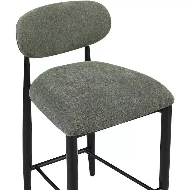 Tabouret de comptoir, cadre en fer noir mat, revêtement en tissu haute performance, résistant aux taches, hauteur fixe de 27 po, capacité de 300 lb