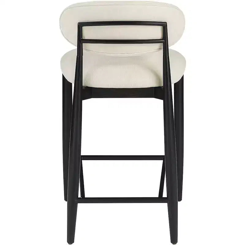 Tabouret de comptoir, cadre en fer noir mat, revêtement en tissu haute performance, résistant aux taches, hauteur fixe de 27 po, capacité de 300 lb