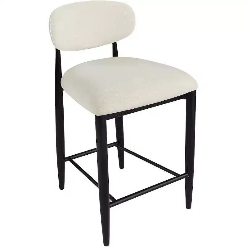 Tabouret de comptoir, cadre en fer noir mat, revêtement en tissu haute performance, résistant aux taches, hauteur fixe de 27 po, capacité de 300 lb