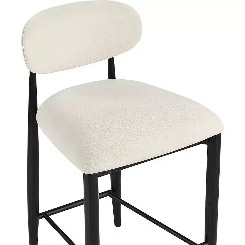 Tabouret de comptoir, cadre en fer noir mat, revêtement en tissu haute performance, résistant aux taches, hauteur fixe de 27 po, capacité de 300 lb