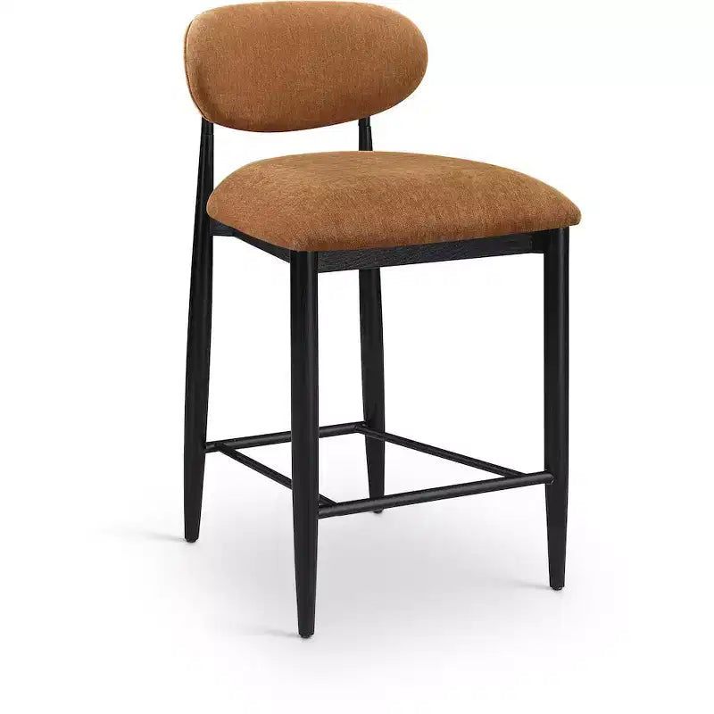 Tabouret de comptoir, cadre en fer noir mat, revêtement en tissu haute performance, résistant aux taches, hauteur fixe de 27 po, capacité de 300 lb