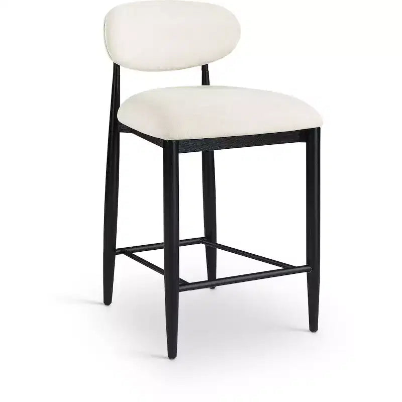 Tabouret de comptoir, cadre en fer noir mat, revêtement en tissu haute performance, résistant aux taches, hauteur fixe de 27 po, capacité de 300 lb