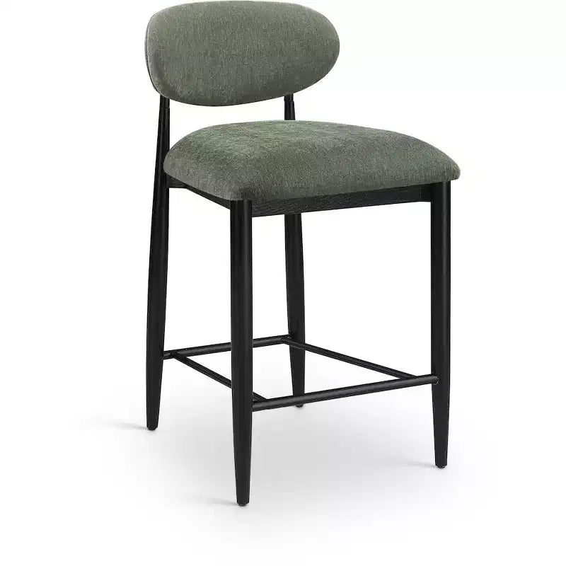 Tabouret de comptoir, cadre en fer noir mat, revêtement en tissu haute performance, résistant aux taches, hauteur fixe de 27 po, capacité de 300 lb