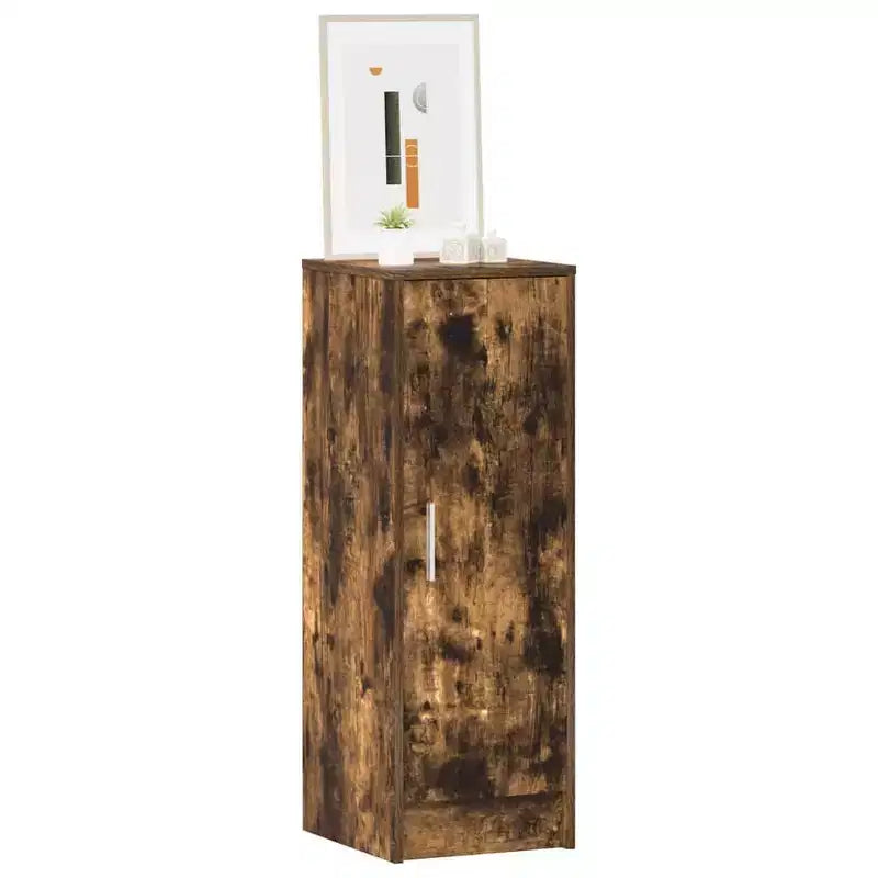Meuble à chaussures, bois d'ingénierie chêne fumé, 6 compartiments, 1 porte, autoportant pour couloir/entrée