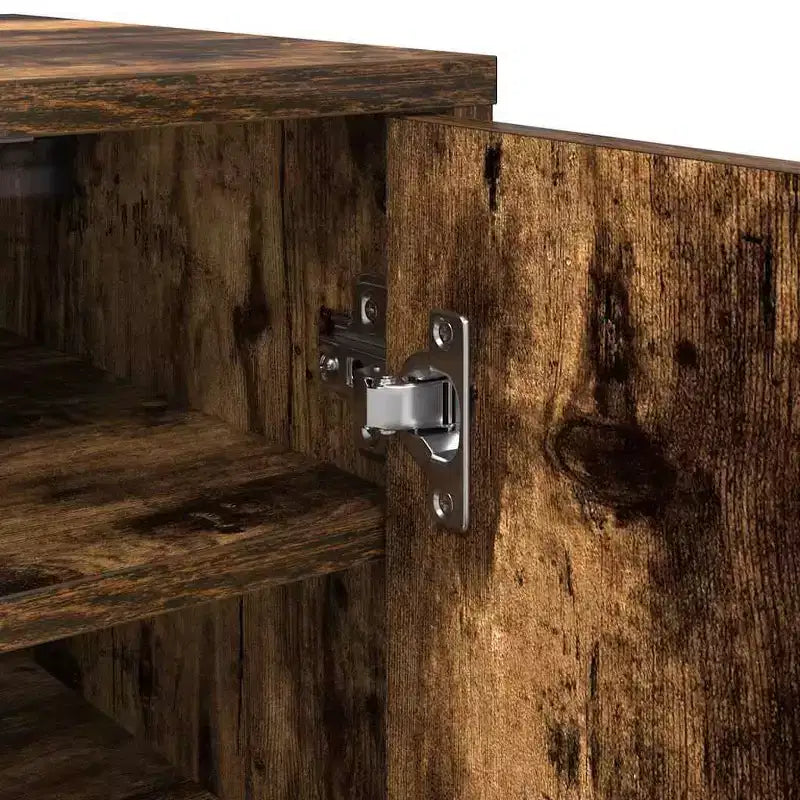Meuble à chaussures, bois d'ingénierie chêne fumé, 6 compartiments, 1 porte, autoportant pour couloir/entrée