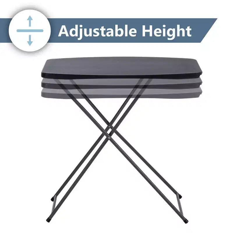 Table d'activités réglable en hauteur de 74 cm, table individuelle pliable avec cadre en acier, 3 réglages de hauteur, résistante aux taches, gris/noir