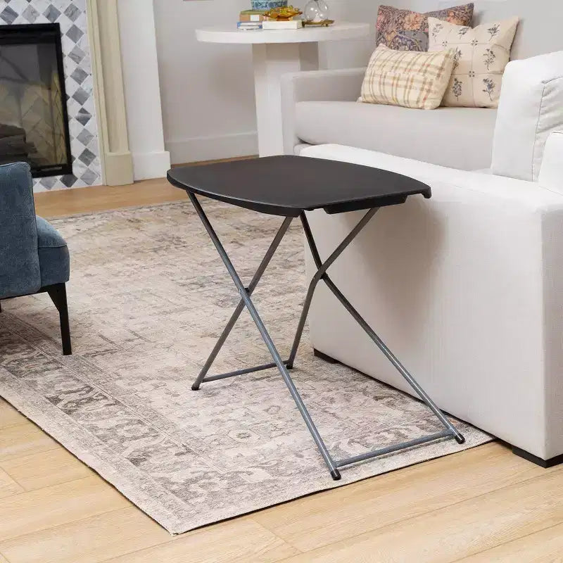 Table d'activités réglable en hauteur de 74 cm, table individuelle pliable avec cadre en acier, 3 réglages de hauteur, résistante aux taches, gris/noir