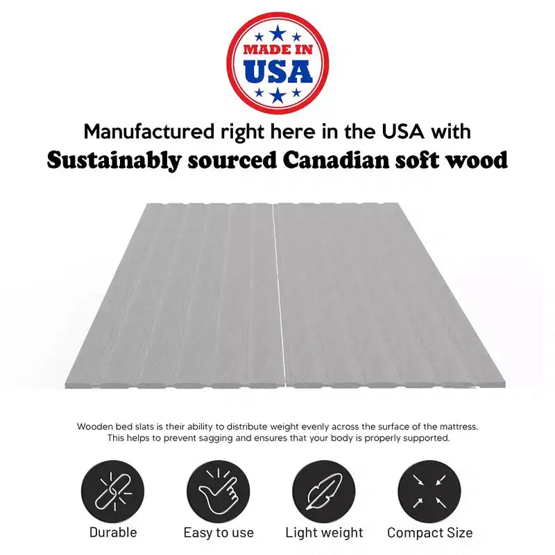 Planche/lattes de soutien de matelas vertical en bois robuste de 1,9 cm d'épaisseur avec housse, lits jumeaux/doubles/Queen/King