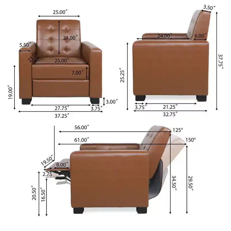 Fauteuil inclinable contemporain en similicuir capitonné avec dossier rabattable
