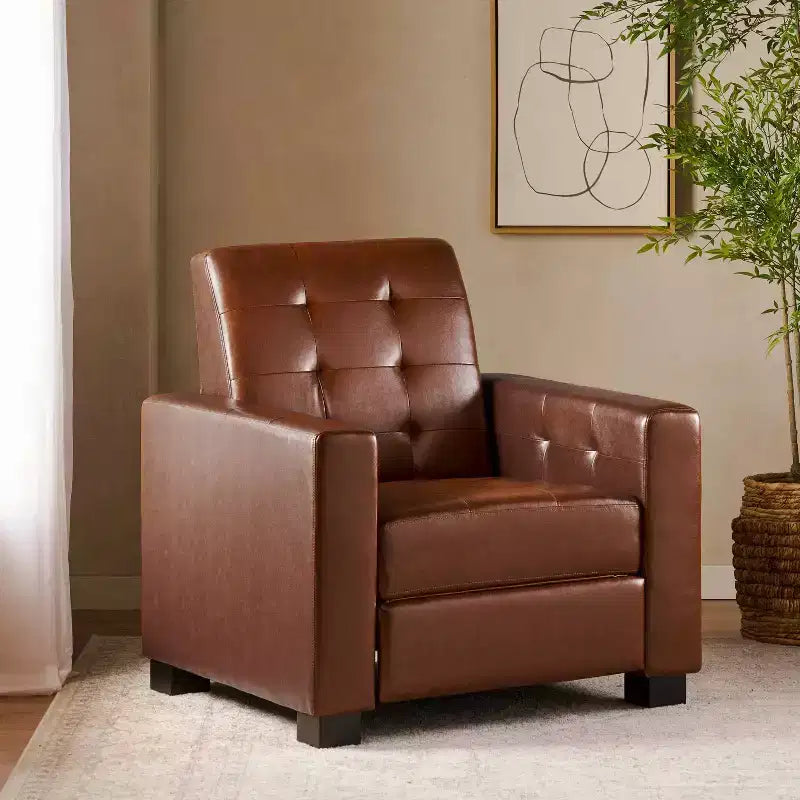Fauteuil inclinable contemporain en similicuir capitonné avec dossier rabattable