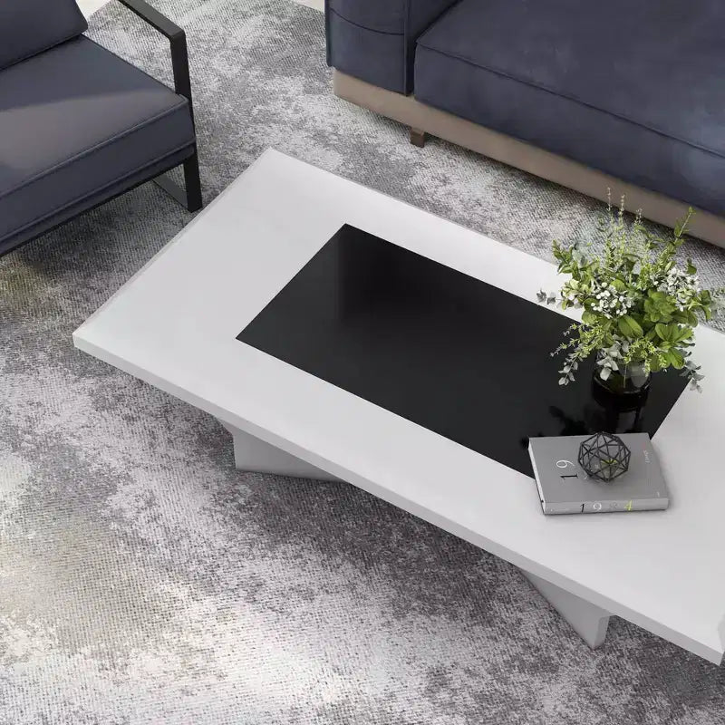Table basse à plateau en verre trempé, design moderne