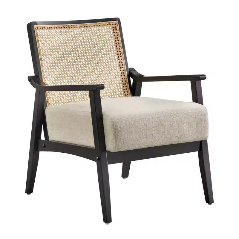 Chaise d'appoint à dossier en rotin en bois massif Hannah