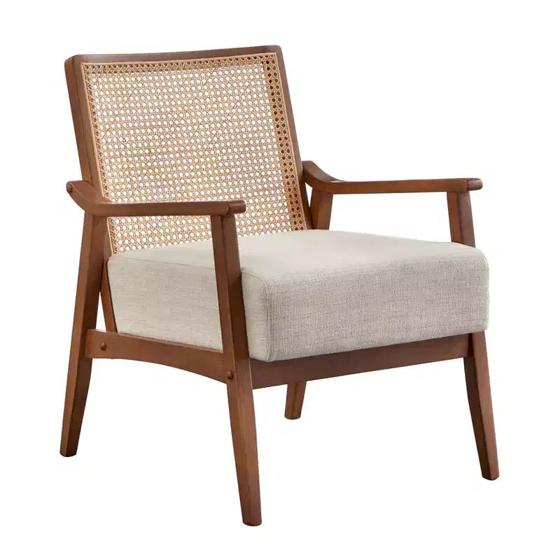 Chaise d'appoint à dossier en rotin en bois massif Hannah