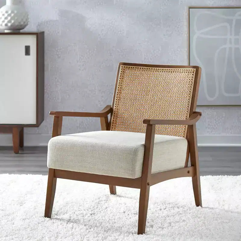 Chaise d'appoint à dossier en rotin en bois massif Hannah