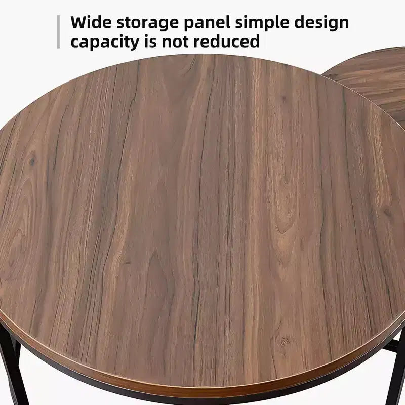 Table basse ronde gigogne, couleur noyer